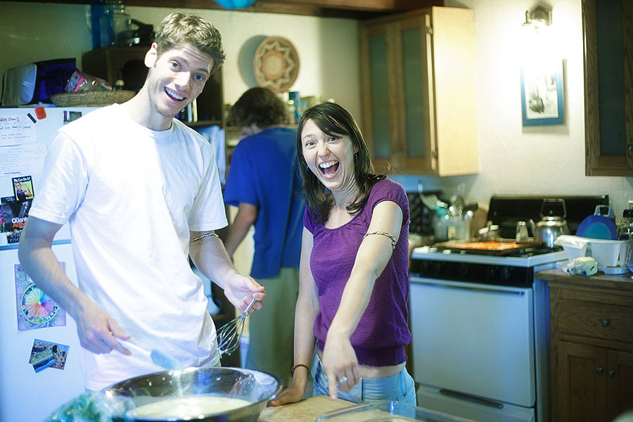 Steven and Rose two young people happy and cooking with astrological bangles